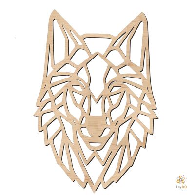 Lay3rD Lasercut - Wooden Wall Decoration - Wolf- Geometric - Medium-BirchMedium-Wolf