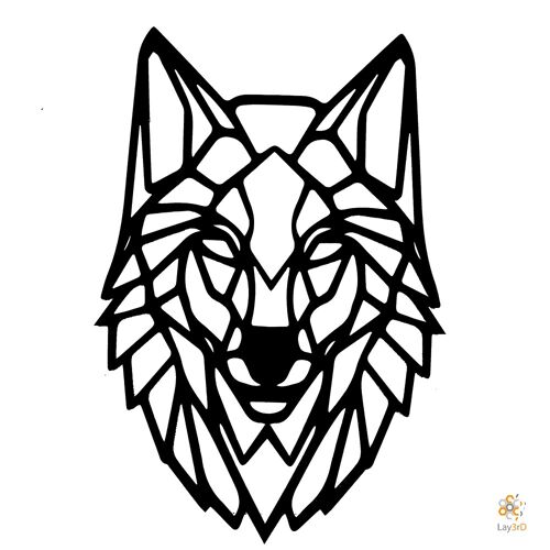 Lay3rD Lasercut - Houten Wanddecoratie - Wolf - Geometrisch - Medium-ZwartMedium-Wolf