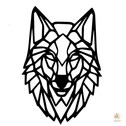 Lay3rD Lasercut - Houten Wanddecoratie - Wolf - Geometrisch - Maxi-ZwartMaxi-Wolf