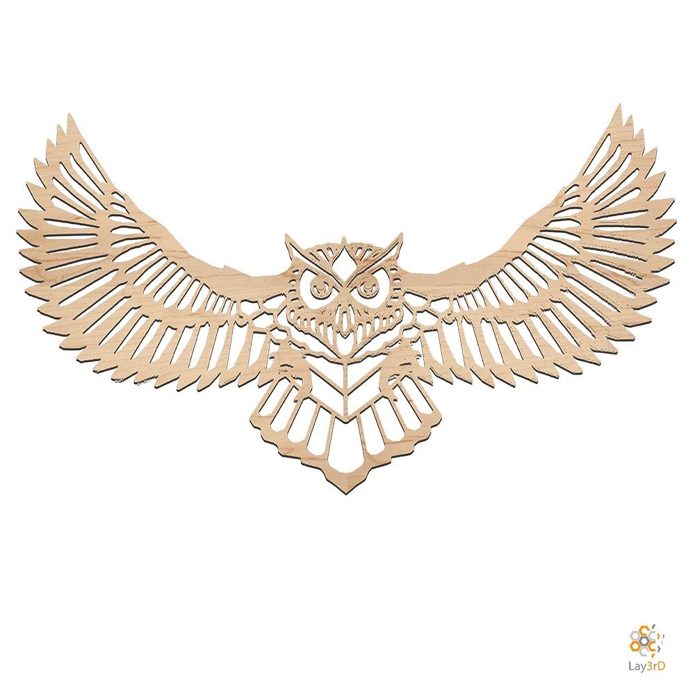 Lay3rD Lasercut - Decorazione da parete in legno - Gufo - Geometrico - Maxi-BirchMaxi-Owl