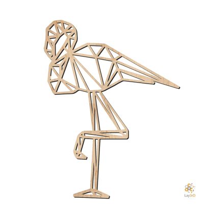 Lay3rD Lasercut - Decorazione da parete in legno - Fenicottero - Geometrico - Medium-BetullaMedium-Flamingo