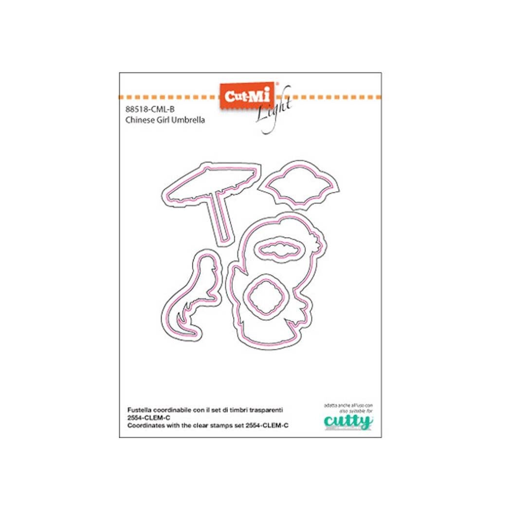 Fustelle sottili per timbri Chinese Girl w/ Umbrella-Feifei