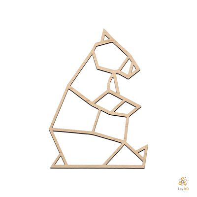 Lay3rD Lasercut - Wooden Wall Decoration - Bear - Geometric - Mini-BirchMini-Bear