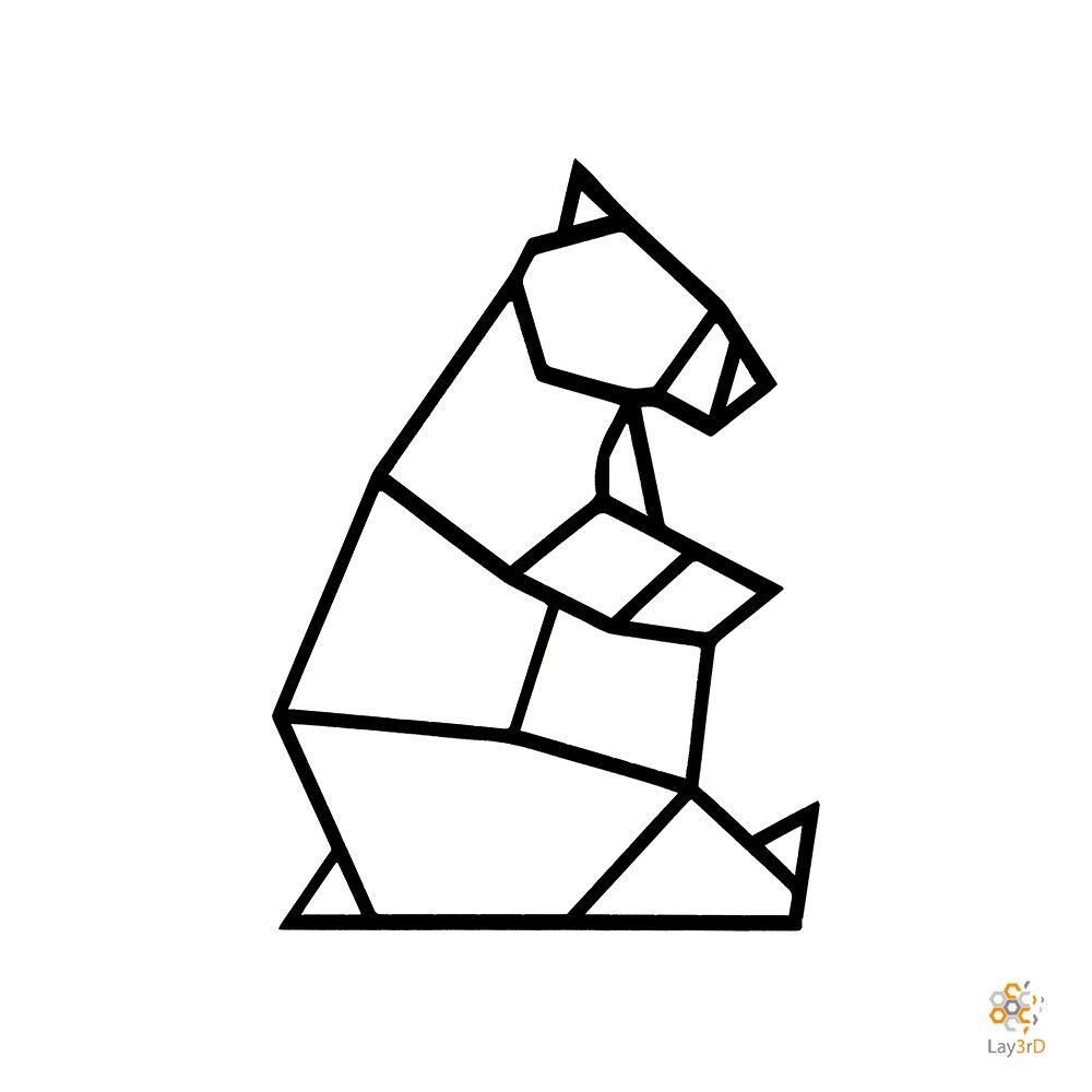 Lay3rD Lasercut - Decorazione da parete in legno - Orso - Geometrico - Maxi-NeroMaxi-Orso