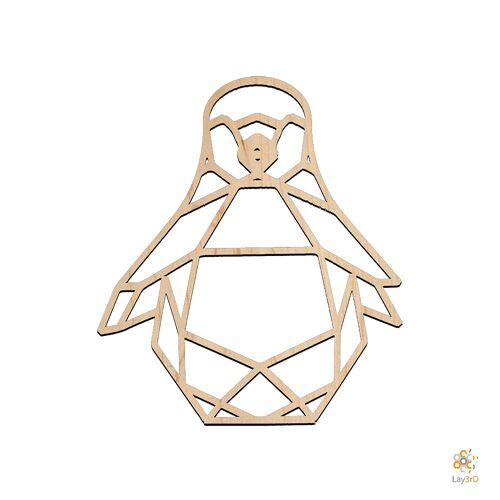 Lay3rD Lasercut - Houten Wanddecoratie - Pinguin - Geometrisch - Mini-BerkMini-Pinguin