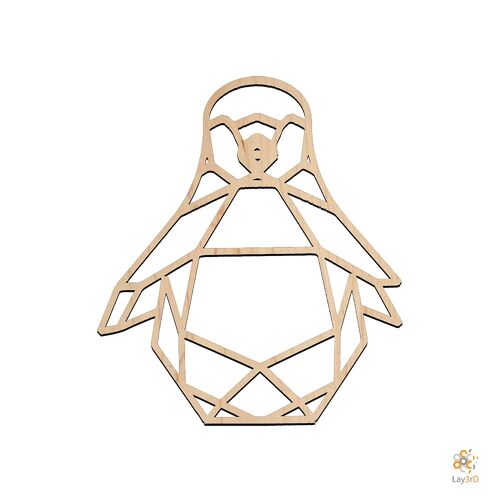 Lay3rD Lasercut - Houten Wanddecoratie - Pinguin - Geometrisch - Maxi-BerkMaxi-Pinguin