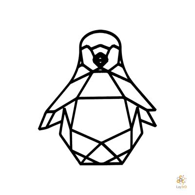 Lay3rD Lasercut - Houten Wanddecoratie - Pinguin - Geometrisch - Maxi-ZwartMaxi-Pinguin