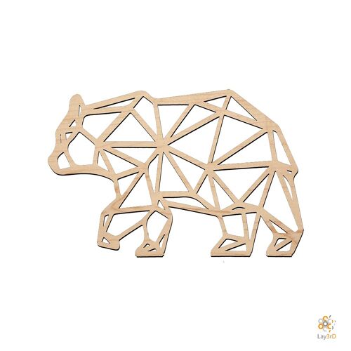 Lay3rD Lasercut - Houten Wanddecoratie - Ijsbeer - Geometrisch - Mini-BerkMini-Ijsbeer