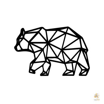 Lay3rD Lasercut - Décoration murale en bois - Ours polaire - Géométrique - Medium-BlackMedium-Polar Bear