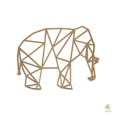 Lay3rD Lasercut - Houten Wanddecoratie - Olifant zijkant - Geometrisch - Medium-MDFMedium-Olifant zijkant