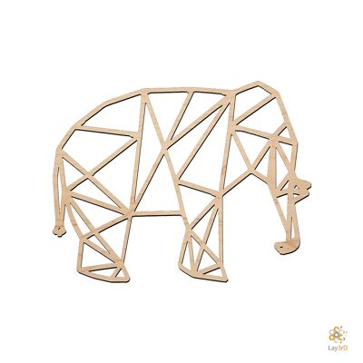 Lay3rD Lasercut - Decoración de pared de madera - Lado de elefante - Geométrico - Mini abedulMini Lado de elefante