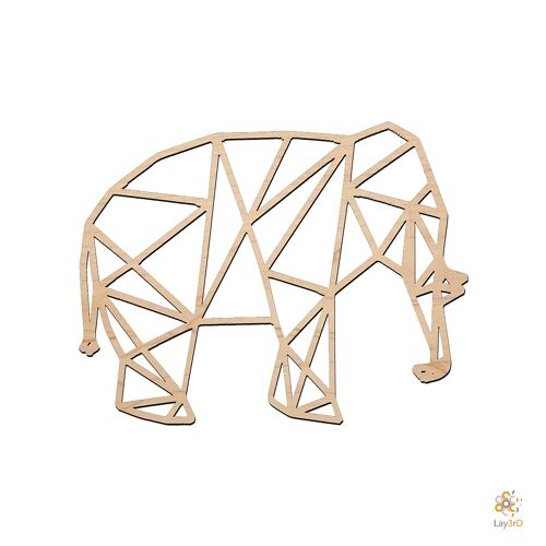 Lay3rD Lasercut - Houten Wanddecoratie - Olifant zijkant - Geometrisch - Medium-BerkMedium-Olifant zijkant