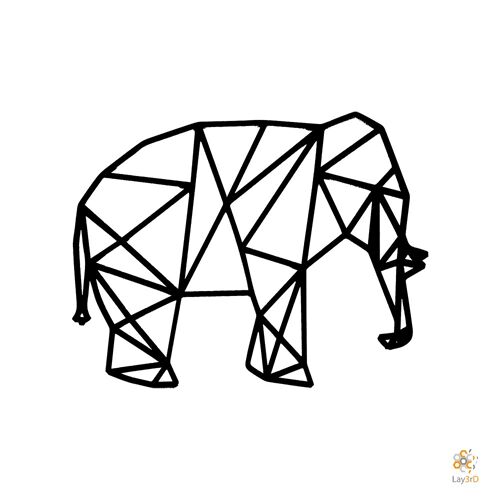 Lay3rD Lasercut - Houten Wanddecoratie - Olifant zijkant - Geometrisch - Medium-ZwartMedium-Olifant zijkant