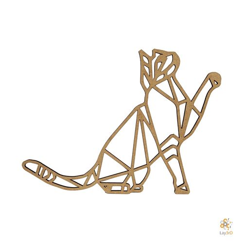 Lay3rD Lasercut - Houten Wanddecoratie - Spelende Kat - Geometrisch - Mini-MDFMini-Spelende Kat