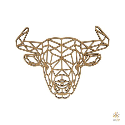 Lay3rD Lasercut - Houten Wanddecoratie - Stier - Geometrisch - Mini-MDFMini-Stier