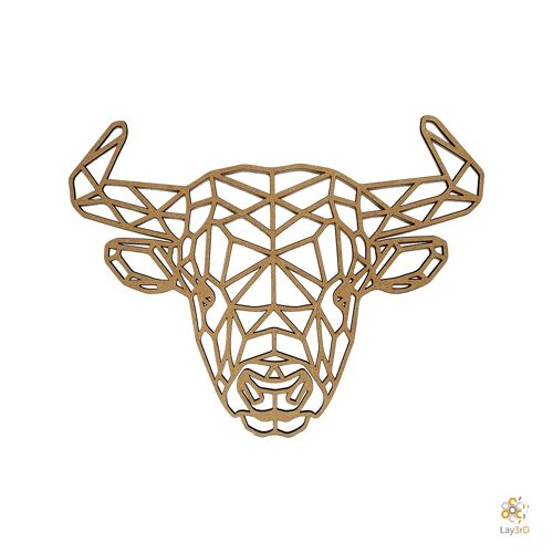 Lay3rD Lasercut - Houten Wanddecoratie - Stier - Geometrisch - Medium-MDFMedium-Stier