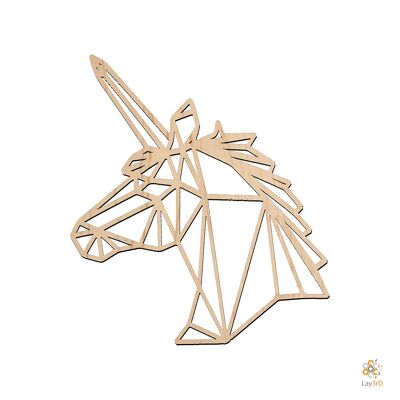 Lay3rD Lasercut - Holzwanddekoration - Einhorn - Geometrisch - Mittel-BirkeMittel-Einhorn