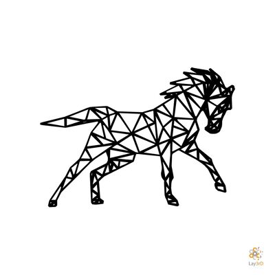 Lay3rD Lasercut - Houten Wanddecoratie - Paard - Geometrisch - Maxi-ZwartMaxi-Paard