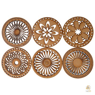 Lay3rD Lasercut - Sottobicchieri in legno - Mandala-MDF-