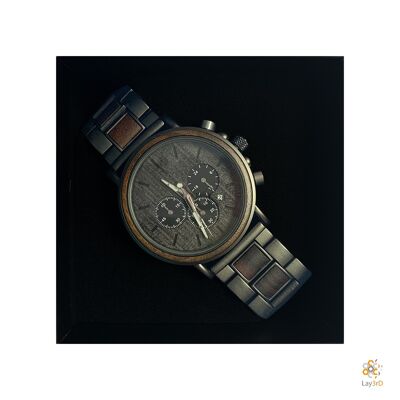 Lay3rD Lasercut - Reloj de madera - Nogal oscuro - Nogal para hombre-