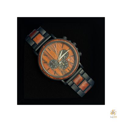 Lay3rD Lasercut - Reloj de madera - Palisandro - Palisandro de los hombres-