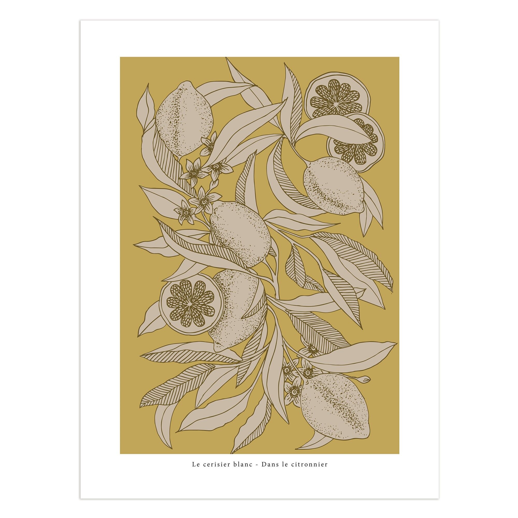 Poster "In the lemon tree" yellow ochre background