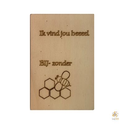 Lay3rD Lasercut - Wooden Greeting Card - "I think you are very BIG-without"-Berk-