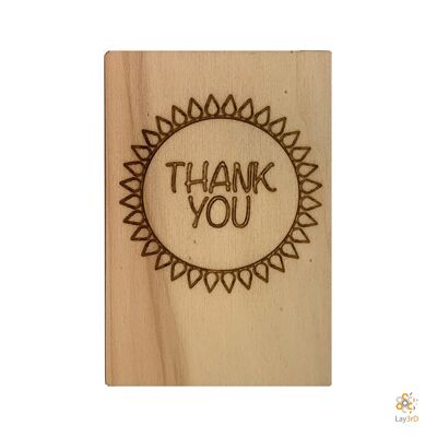 Lay3rD Lasercut - Wooden Greeting Card - "Thank you" -Berk-