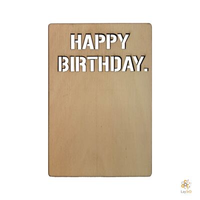 Lay3rD Lasercut - Wooden Greeting Card - "Happy birthday"-Berk-