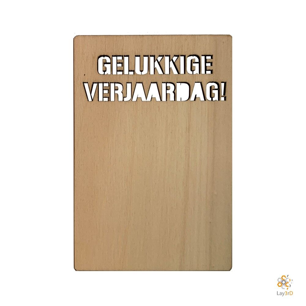 Lay3rD Lasercut - Tarjeta de felicitación de madera - "Feliz cumpleaños" - Abedul -