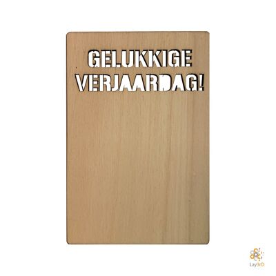 Lay3rD Lasercut - Biglietto d'auguri in legno - "Happy Birthday" - Betulla -