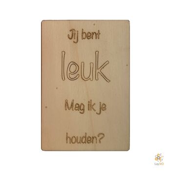 Lay3rD Lasercut - Carte de voeux en bois - "Tu es mignon, puis-je te garder ?"-Berk-