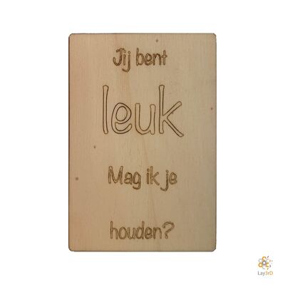 Lay3rD Lasercut - Wooden Greeting Card - "You're cute can I keep you?"-Berk-