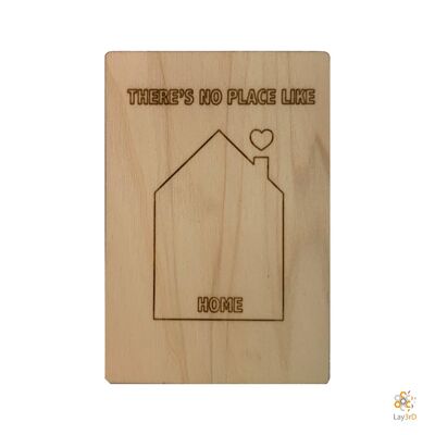 Lay3rD Lasercut - Tarjeta de felicitación de madera - "No hay lugar como el hogar" -Berk-