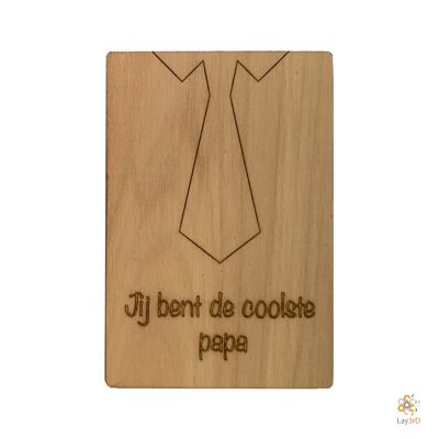 Lay3rD Lasercut - Carte de voeux en bois - "Tu es le papa le plus cool" - Bouleau -