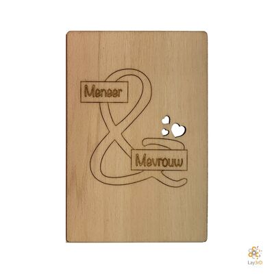 Lay3rD Lasercut - Carte de voeux en bois - "Mr & Mrs"-Berk-