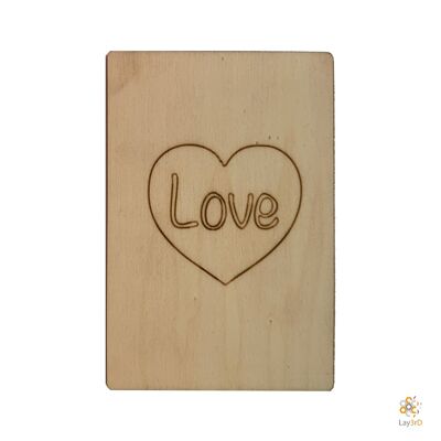 Lay3rD Lasercut - Tarjeta de felicitación de madera - "Love" - Abedul -