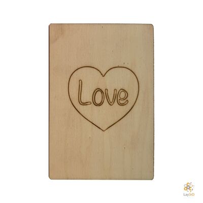 Lay3rD Lasercut - Biglietto d'auguri in legno - "Amore" - Betulla -