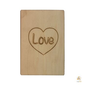 Lay3rD Lasercut - Carte de voeux en bois - "Love" - Bouleau -