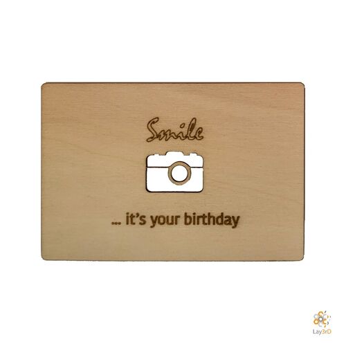 Lay3rD Lasercut - Houten Wenskaart - "Smile, it's your birthday"-Berk-