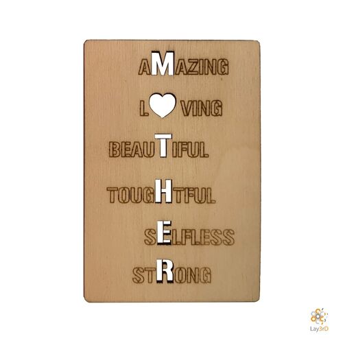 Lay3rD Lasercut - Houten Wenskaart - "Mother"-Berk-