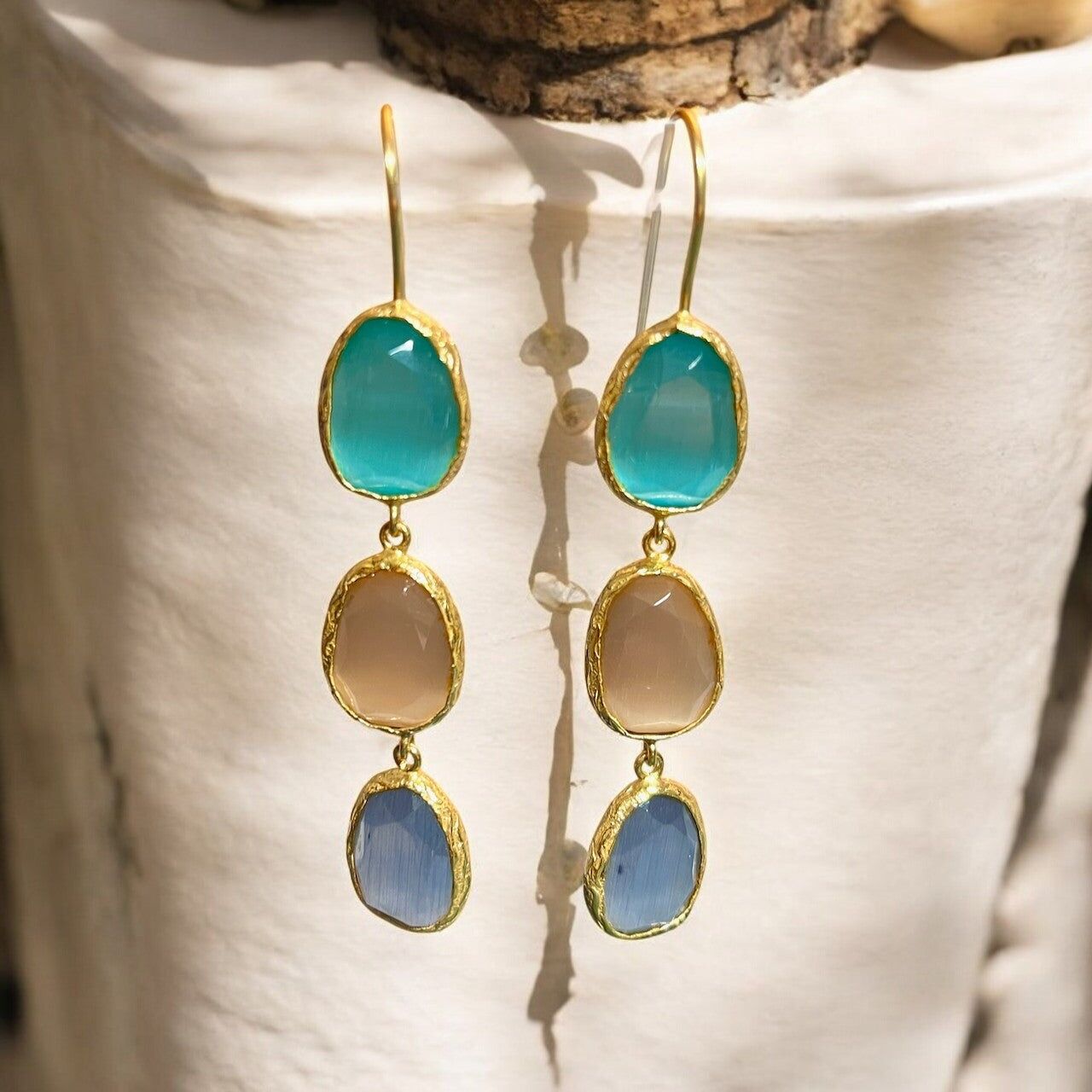 Orecchini "ALINA" in oro fino con pietra agata