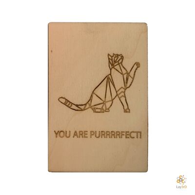 Lay3rD Lasercut - Wooden Greeting Card - "You are purrrrfect!"-Berk-