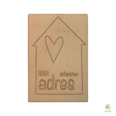Lay3rD Lasercut - Wooden Greeting Card - "A New Address"-Berk-