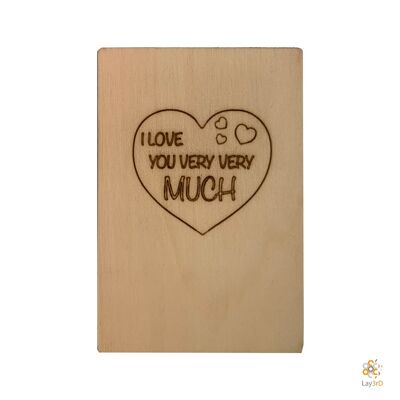 Lay3rD Lasercut - Wooden Greeting Card - "I love you very very much"-Berk-