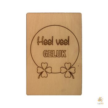 Lay3rD Lasercut - Carte de voeux en bois - "Bonne chance" - Bouleau -