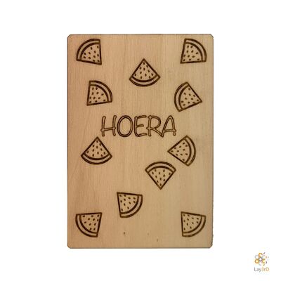Lay3rD Lasercut - Wooden Greeting Card - "Hooray"-Birch-