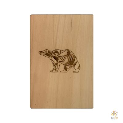 Lay3rD Lasercut - Tarjeta de felicitación de madera - "Bear" -Birch-