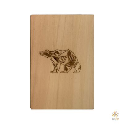 Lay3rD Lasercut - Carte de voeux en bois - "Ours"-Birch-