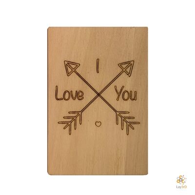 Lay3rD Lasercut - Tarjeta de felicitación de madera - "Te amo" -Berk-